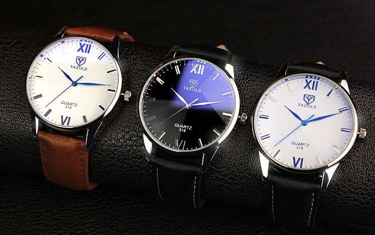 Yazole 318 Men's Quartz Fashion Watch. Daily Water-resistant. Blue-tinted
